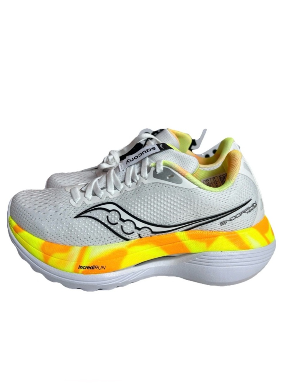 Saucony Women's White & Neon Yellow Incredirun Athletic Running Shoes